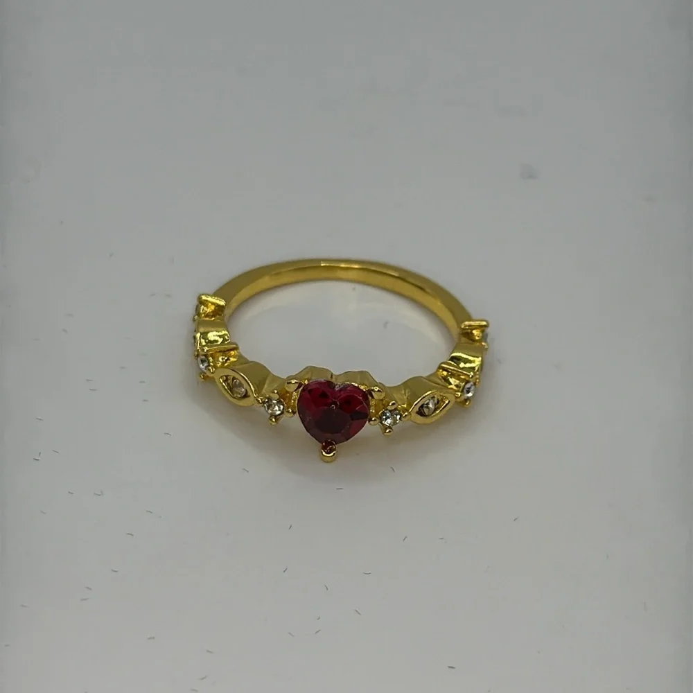 3/$25, Heart Ring Size 7 Faux Ruby and Hold Tone